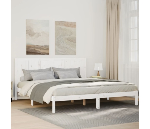 Cama extralarga sin colchón madera maciza blanca 180x210 cm