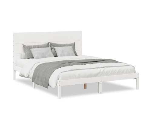 Cama extralarga sin colchón madera maciza blanca 140x210 cm