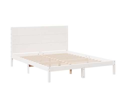 Cama extralarga sin colchón madera maciza blanca 140x210 cm