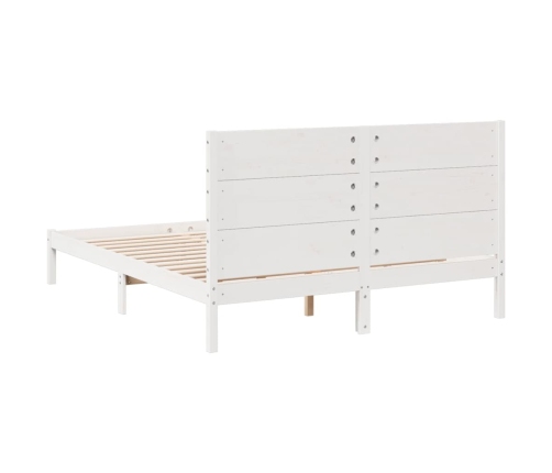 Cama extralarga sin colchón madera maciza blanca 140x210 cm