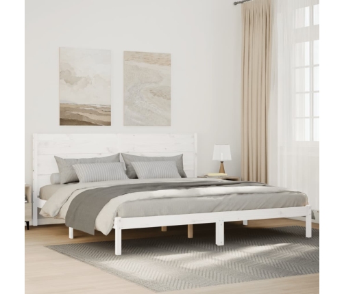 Cama extralarga sin colchón madera maciza blanca 140x210 cm