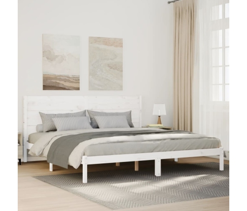 Cama extralarga sin colchón madera maciza blanca 160x210 cm