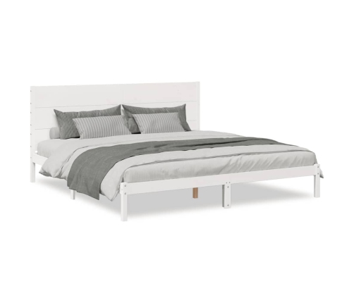 Cama extralarga sin colchón madera maciza blanca 180x210 cm