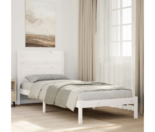 Cama extralarga sin colchón madera maciza blanca 100x220 cm