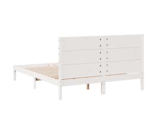 Cama extralarga sin colchón madera maciza blanca 140x220 cm