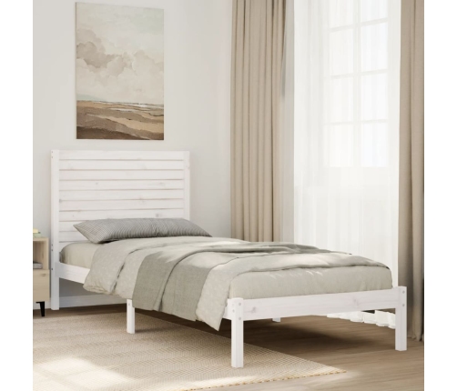 Cama extralarga sin colchón madera maciza blanca 100x210 cm