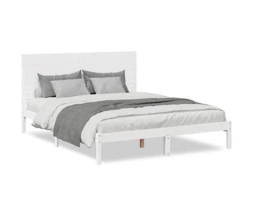 Cama extralarga sin colchón madera maciza blanca 160x210 cm