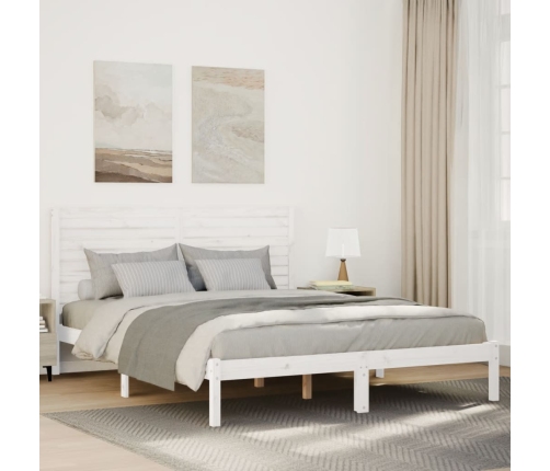 Cama extralarga sin colchón madera maciza blanca 160x210 cm