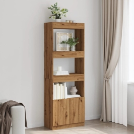 Aparador alto madera de ingeniería roble artesanal 63x33x180 cm