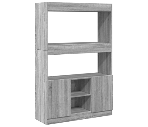 Aparador alto madera de ingeniería gris Sonoma 92x33x140 cm