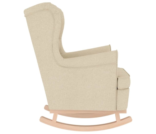 Silla mecedora de tela crema 74x90x102 cm