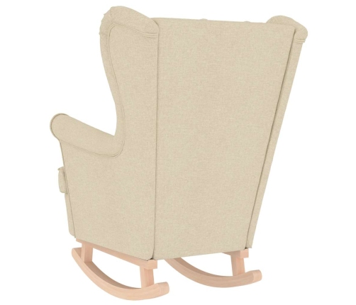 Silla mecedora de tela crema 74x90x102 cm