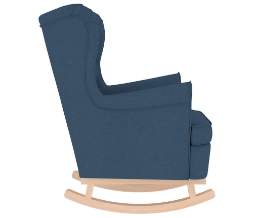 Silla mecedora de tela azul 74x90x102 cm