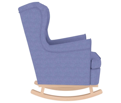 Silla mecedora de tela azul vaquero 74x90x102 cm