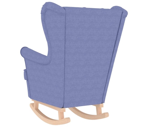 Silla mecedora de tela azul vaquero 74x90x102 cm