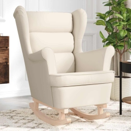 Silla mecedora de lino blanco 74x90x102 cm