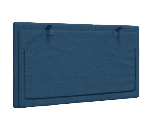 Cabecero de cama acolchado tela azul 80 cm