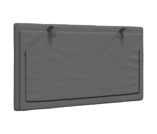 Cabecero de cama acolchado tela gris oscuro 90 cm