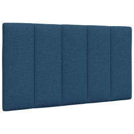 Cabecero de cama acolchado tela azul 90 cm