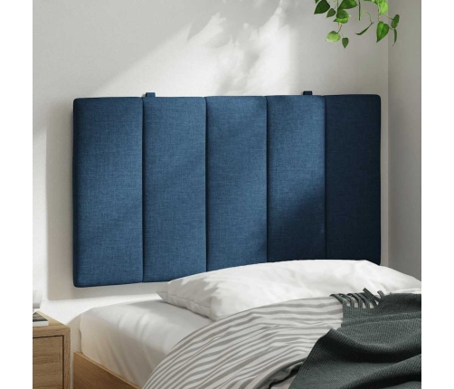 Cabecero de cama acolchado tela azul 90 cm