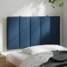 Cabecero de cama acolchado tela azul 90 cm