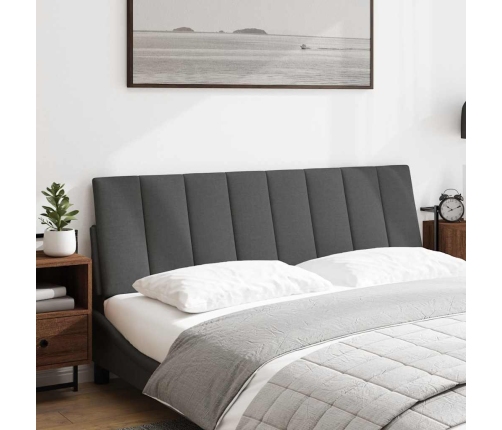 Cabecero de cama acolchado tela gris oscuro 160 cm