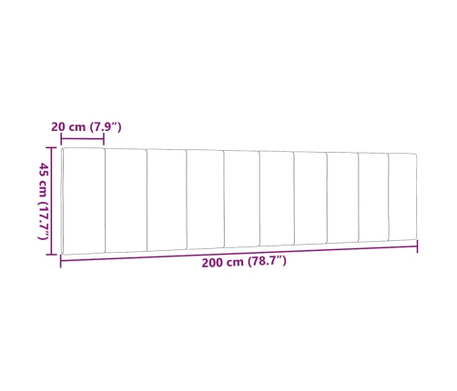 Cabecero de cama acolchado tela marrón oscuro 200 cm