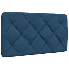 Cabecero de cama acolchado tela azul 80 cm