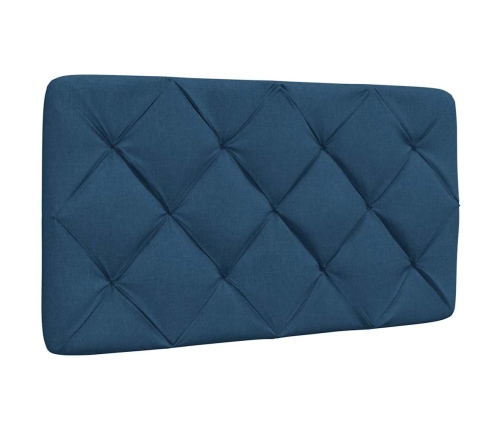 Cabecero de cama acolchado tela azul 80 cm