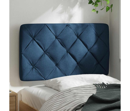 Cabecero de cama acolchado tela azul 80 cm