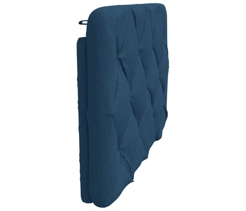 Cabecero de cama acolchado tela azul 80 cm