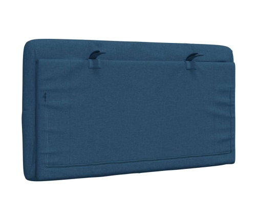 Cabecero de cama acolchado tela azul 80 cm