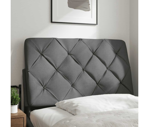 Cabecero de cama acolchado tela gris oscuro 90 cm