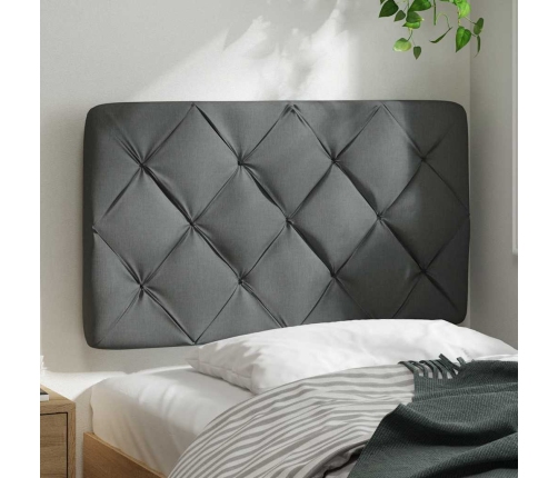 Cabecero de cama acolchado tela gris oscuro 90 cm