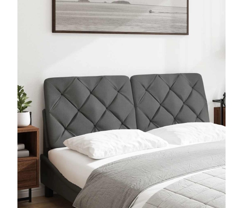 Cabecero de cama acolchado tela gris oscuro 120 cm