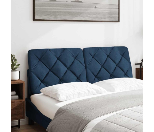 Cabecero de cama acolchado tela azul 120 cm