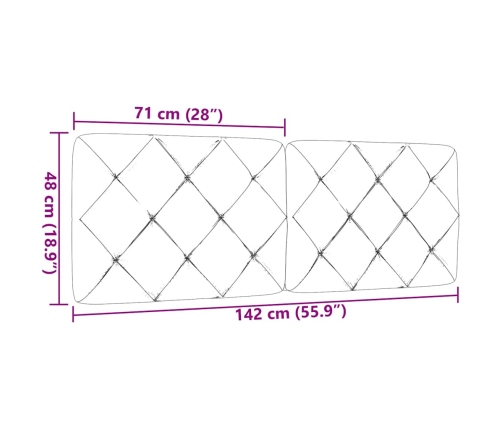 Cabecero de cama acolchado tela gris claro 140 cm