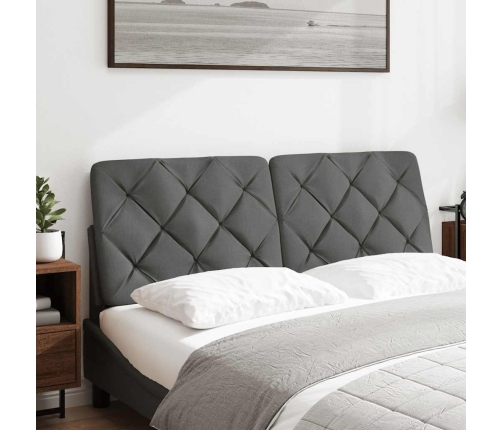 Cabecero de cama acolchado tela gris oscuro 140 cm