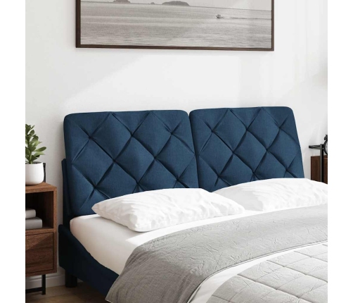 Cabecero de cama acolchado tela azul 140 cm