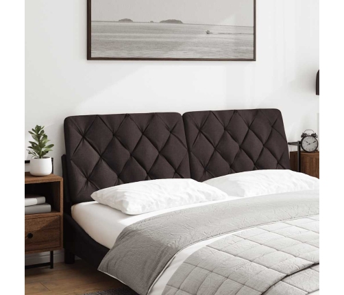 Cabecero de cama acolchado tela marrón oscuro 160 cm