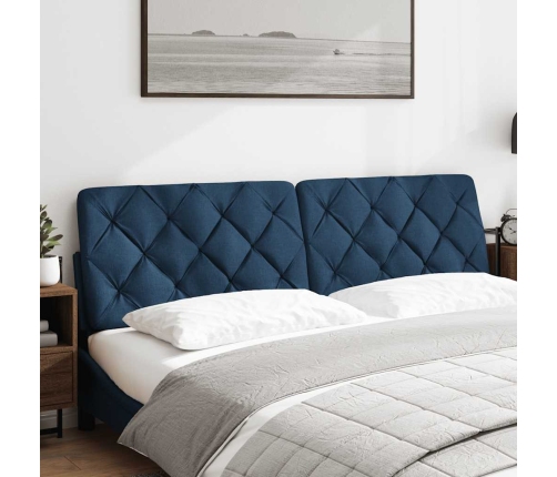 Cabecero de cama acolchado tela azul 180 cm