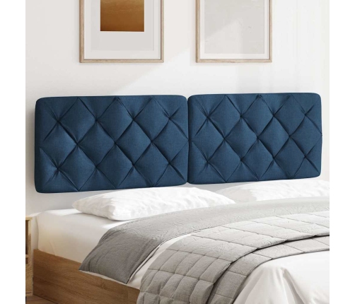 Cabecero de cama acolchado tela azul 180 cm