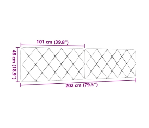 Cabecero de cama acolchado tela gris claro 200 cm