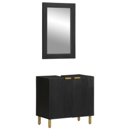 Juego de muebles de baño 2 pzas madera contrachapada negro