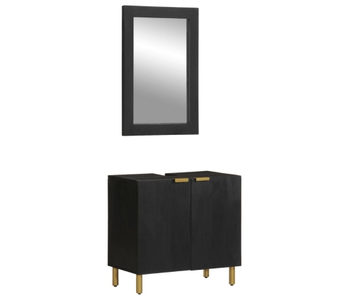 Juego de muebles de baño 2 pzas madera contrachapada negro