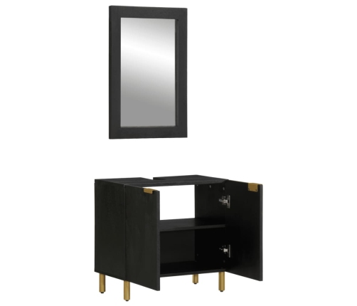 Juego de muebles de baño 2 pzas madera contrachapada negro