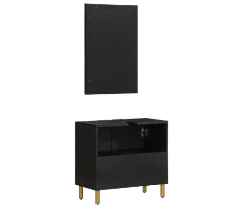 Juego de muebles de baño 2 pzas madera contrachapada negro