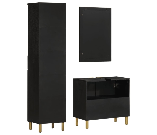 Juego de muebles de baño 3 pzas madera contrachapada negro