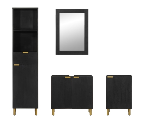 Juego de muebles de baño 4 pzas madera contrachapada negro