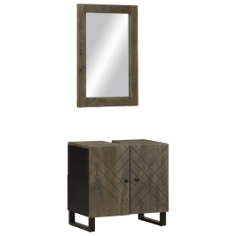 Conjunto de muebles de baño 2 piezas madera maciza mango negro